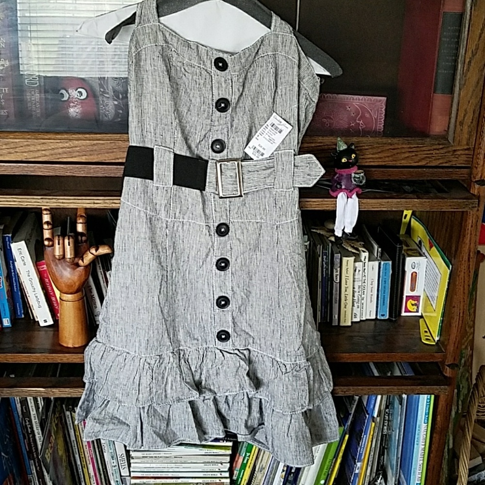 Striped ruffle bottom dress
